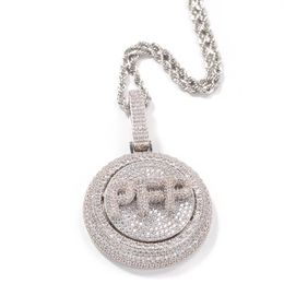 A-Z nom personnalisé lettres or argent glacé plein CZ diamant rotatif lettre pendentif collier hommes mode Hip Hop bijoux 265K