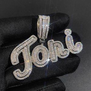 Collar con Colgante para Nombre con letras A-Z personalizadas, TopBling T, circonita cúbica, Hip Hop, joyería chapada en oro Real de 18k