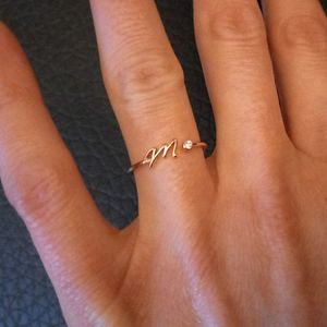 A-Z Initial Gouden Ringen voor Vrouwen Open Verstelbare Rvs Trouwring Trend Goud Kleur Paar Sieraden Accessoires Gift
