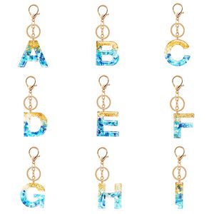 A-Z initiales lettre porte-clés Alphabet pendentif acrylique porte-clés titulaire paillettes résine mignon porte-clés anneaux breloques sac cadeaux