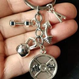 A-Z Letras Llaveros Accesorios de moda Llavero Mini Mancuerna Disco Mancuerna Fitness Llavero Diseñador Regalo Entrenador Recuerdo