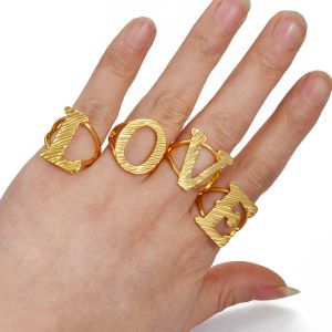Anillo con letras de A-Z para mujer y niña, anillos con iniciales africanas de Color dorado, joyería en inglés de tamaño ajustable, anillo de dedo del alfabeto árabe