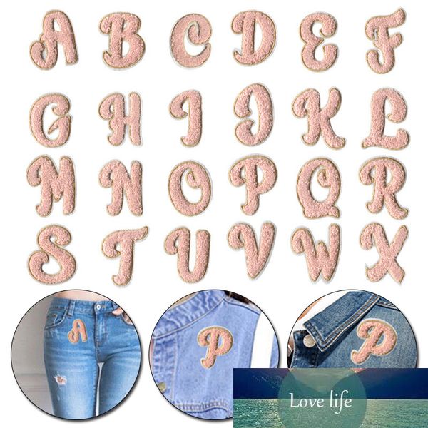 A-Z serviette broderie patchs rose anglais Alphabet 3D lettre Patch pour vêtements fer sur patchs bricolage nom autocollant pour sac robes