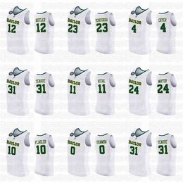 A001 Jared Butler Davion Mitchell Baylor Bears HOMMES 2021 March Madness Final Four 100% broderie Jersey blanc Accueil