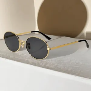 A007 vente délicate métal ovale hommes lunettes de soleil femmes Vintage esthétique mode luxe concepteur lunettes de soleil