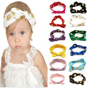 A02 Kinderkonijn Ear Hair Band Dot Gilding Knoop Knoop Babyhoofdband Hoofddeksels 12 Kleuren Selectie