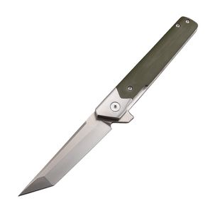 A0217 couteau pliant Flipper 14C28N lame Tanto satinée G10/poignée à tête en acier roulement à billes dossier à ouverture rapide couteaux de poche EDC
