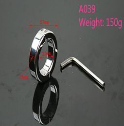 A039 Anneau porteur scrotal en acier inoxydable de haute qualité Le pénis du coq JJ anneau Dispositif de bondage testiculaire 150G adulte produc5273068