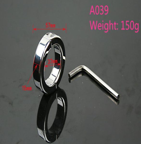 A039 Anneau porteur scrotal en acier inoxydable de haute qualité Le pénis du coq JJ anneau Dispositif de bondage testiculaire 150G adulte produc5273068