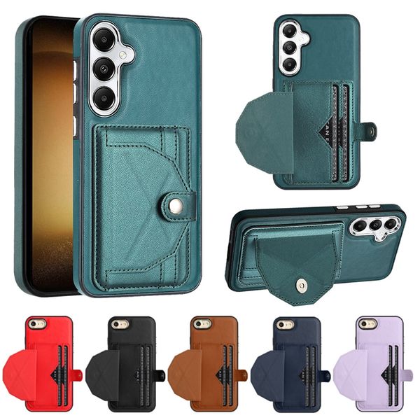 A05S Étuis pour Samsung S24 Plus S24 Ultra A05 A15 A25 A24 Galaxy S23 FE ID Card Slot Pack Portefeuille Étuis en cuir Credit ID Slot Pocket Flip Cover Antichoc Holder Pouch