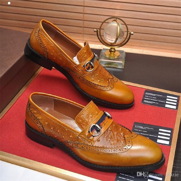 A1 21ss Vestido formal de alta calidad para hombres de lujo suaves Zapatos de cuero genuino Punta puntiaguda para hombre Diseñador de negocios Oxfords Zapato casual