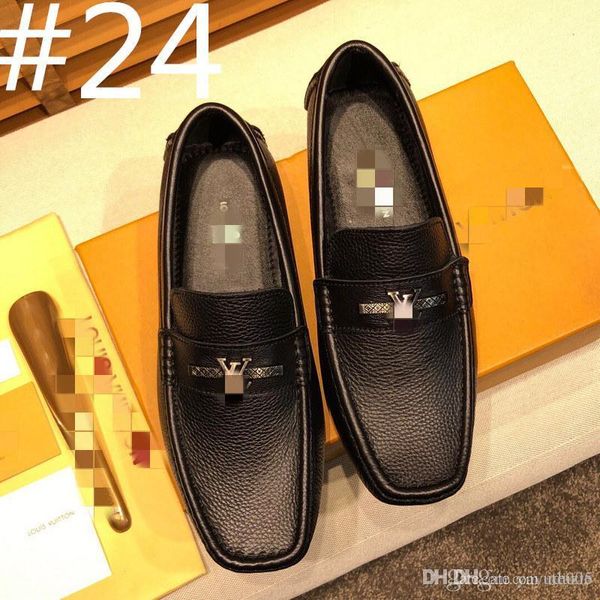 A1 21ss Luxury Men Peas Shoes Punta estrecha para hombre Zapato formal marrón Elegante Traje simple Caballero Mocasines Pisos de cuero de negocios Tamaño 38-46