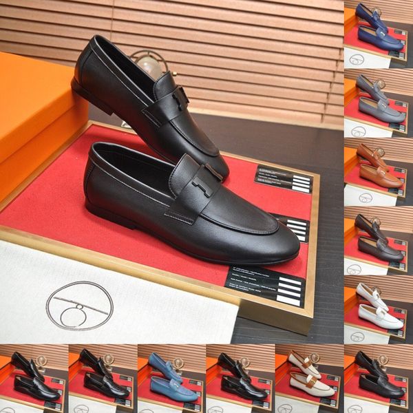 78Model Marca de calidad superior Zapatos de vestir de diseñador formal Hombres de lujo Zapatos de cuero genuino azul negro Zapatos Oxford de negocios con punta estrecha para hombres