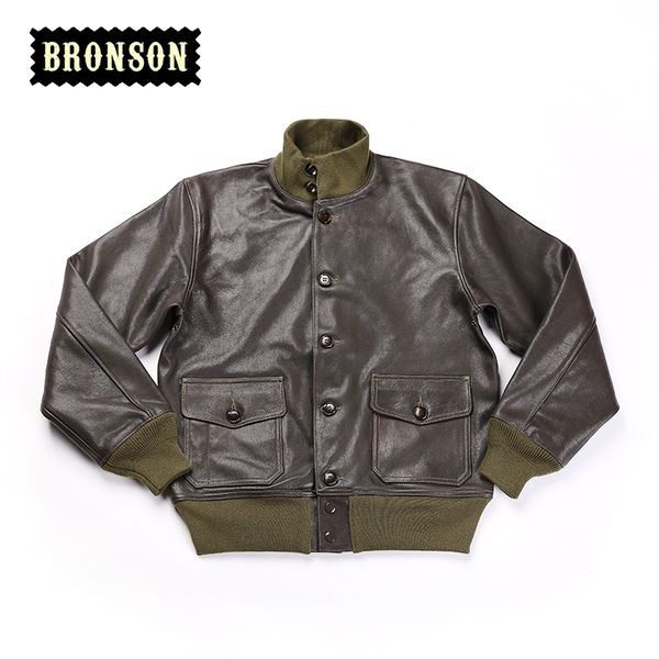 A1 Leer descripción! Tamaño asiático Bronson Us Air Force Piel de cabra genuina Chaqueta de cuero vintage 201201