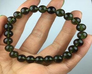 A100 Moldavite Green Aérolites tchèque Crystal Stone Stone Raw Stone Grinding 8 mm Bracelet de météorite de perles7388268