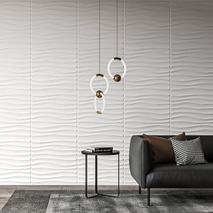 Art3D Plastic 3D Wallpaper Panel PVC Wave Wall Design White 12 Tiles 32 SF