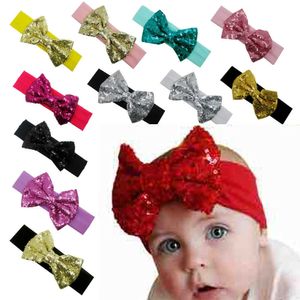 A113 Nieuwe kinderen oversized pailletten boog haarband baby boog hoofdband haaraccessoires 12 kleuren