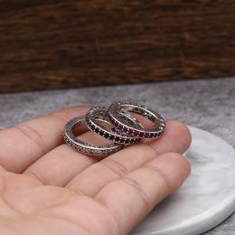 A113 S925 anillo de plata esterlina personalizado Punk Hip Hop baile estilo Cruz flor conjunto diamante letra en forma de joyería regalo para amante