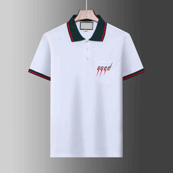 A114 Polos Polo Camisas de diseñador para hombre Moda Enfoque Bordado Serpiente Liga Pequeñas abejas Patrón de impresión Ropa Ropa Camiseta Blanco y negro Me s