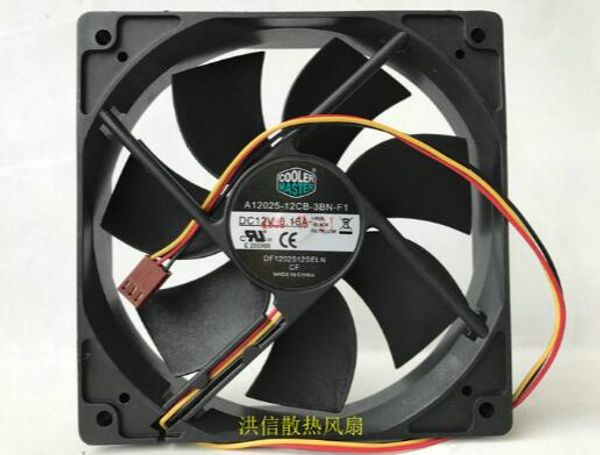 A12025-12CB-3BN-F1 12V 0.16A 12CM 120 * 120 * 25MM Cas n ° 3 en ligne silencieux Fan