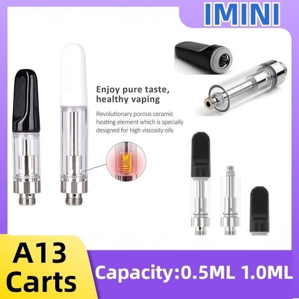 A13 Vape Chariots Ampoule Pyrex Fat Glass Cartouche jetable 0,5 ml 1,0 ml Atomiseur d'huile de vape Diamètre 10,5 mm Cartouche d'huile épaisse à filetage 510 Réservoir à filetage 510 Approvisionnement d'usine