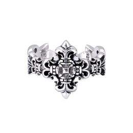 A14 S925 Sterling Silver Ring Flame Cross Flower Letter Gepersonaliseerd Punk Style paar sieradencadeau voor geliefde