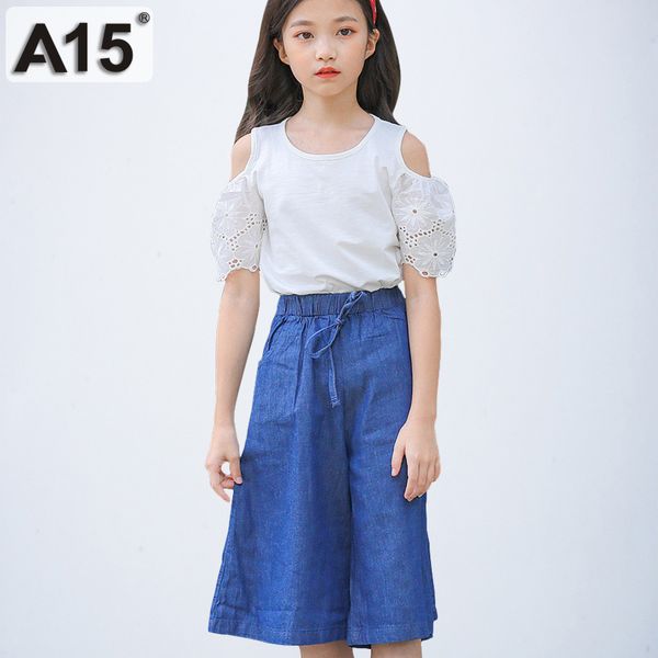 A15 enfants survêtement vêtements ensembles filles tenues et ensembles enfant en bas âge fille vêtements ensemble été 2019 taille 7 8 à 10 12 14 9 ans