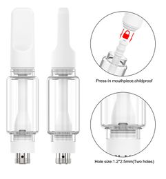 A15 Chariots entièrement en céramique Cartouche en verre de graisse Pyrex 0,5 ml 1,0 ml 2,0 ml Atomiseur d'huile de vape Fourniture du fabricant 10,5 mm de diamètre 510 Piles compatibles épaisses D8