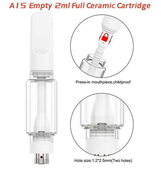 A16 Shenzhen Sigarette Elettronica Carros de cerámica completos Bombilla Pyrex Cartucho de vidrio grueso 2,0 ml Vape Atomizador de aceite 10,5 mm de diámetro para baterías 510 Venta al por mayor de fábrica