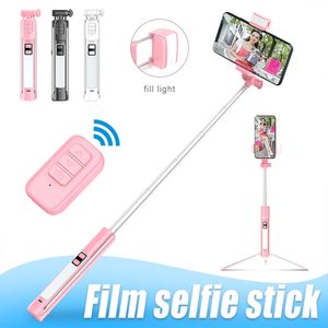 A18 Universal Desmontable Selfie Stick Trípode recargable Luz de relleno LED plegable con control remoto Bluetooth para teléfono inteligente Tiene caja al por menor