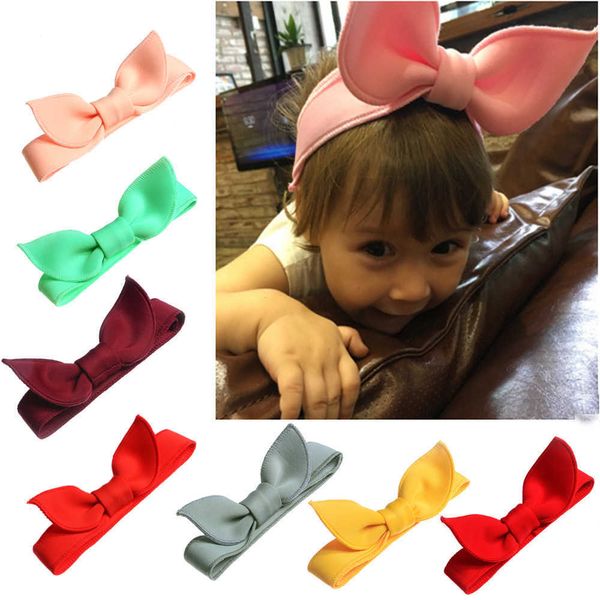 A197 Bande de cheveux d'automne et d'hiver pour enfants Bande de cheveux avec nœud papillon en coton spatial Bandeau d'oreille de lapin réglable 8 couleurs