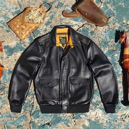 A2 Air Force Flight Leather American Style Top Layer Lederen jasje voor heren kort en slank in grote maat