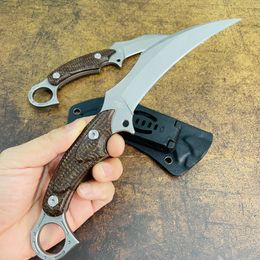 A2237 Couteau Karambit DC53 Lame Satinée Pleine Tang Micarta Poignée Lame Fixe Couteaux À Griffe Camping En Plein Air Équipement Tactique avec Kydex