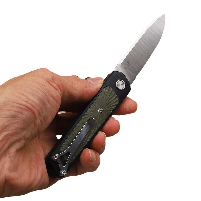 A2255 Flipper Folding Knife 14C28N Satin Drop Point Blade CNC G10 Handle Ball Bearing Fast Open EDC Pocket Foller Knives