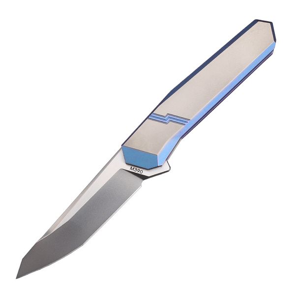 A2256 Couteau pliant haut de gamme M390 Satin Tanto Blade CNC TC4 Poignée en alliage de titane Extérieur EDC Poche Couteaux de dossier à ouverture rapide