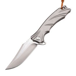 A2266 Cuchillo Flipper de gama alta M390 Hoja de punta recta satinada CNC TC4 Mango de aleación de titanio Rodamiento de bolas Carpeta de apertura rápida Cuchillos Herramientas EDC