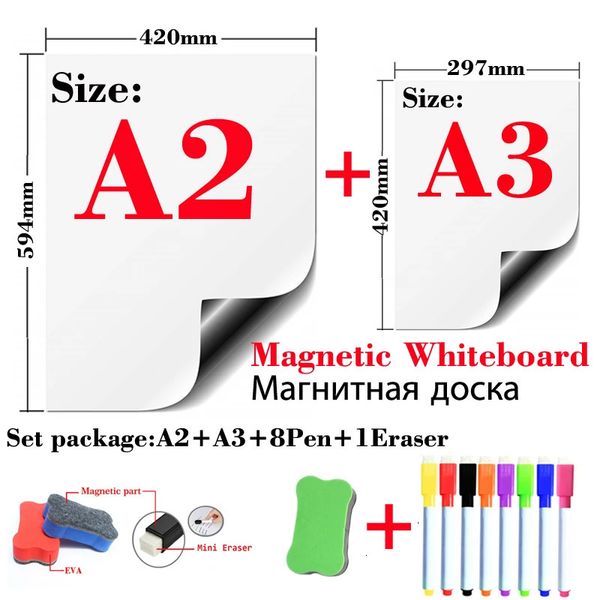 A2A3 Package magnétique Blancs Fridge Stickers Kids Drawing Board Message White Board Bulletin Board 240430