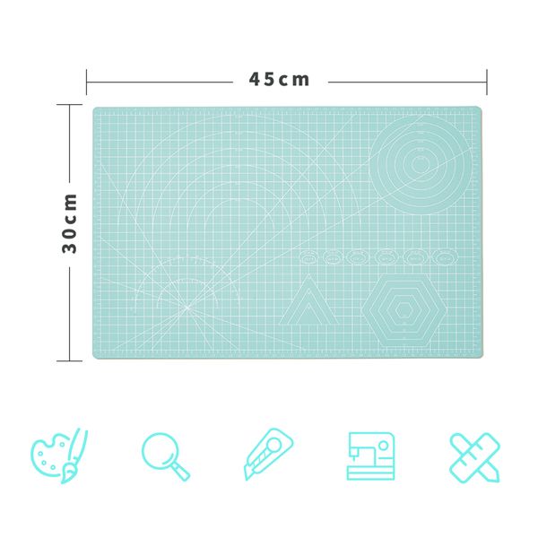 A3 Mat de coupe PVC PVC Doublées non glissées Toard Cut Pad Duy Tool avec des lignes claires Angles pour les projets d'artisanat 45x30cm