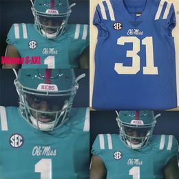 A3740 Maillots Ole Miss New Powder Blue 2020 A.J. BROWN Eli Manning Bo Wallace Patrick Willis Robert Nkemdiche Ta'amu NCAA College Football Jersey