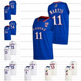 A3740 Kansas Jayhawks 2021-22 College Basketball Jersey Remy Martin Zach Clemence Cam Martin Jalen Coleman-Lands Joseph Yesufu K.J. Adams Jr.