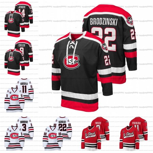 A3740 St. Cloud State Huskies 2021-22 Camiseta de hockey NCAA Kalle Kossila Seamus Donohue Ryan Poehling Jimmy Schuldt Jack Peart Kevin Fitzgerald Matt