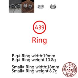 A39 S925 Sterling Silver Ring Ouverture Réglable Croix Fleur Découpe Lettre Personnalisé Punk Style Couple Bijoux Cadeau pour Amant anneaux
