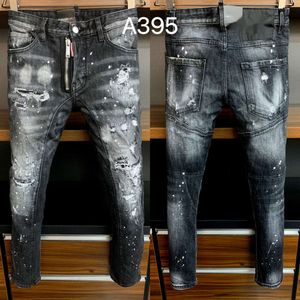 A395 Decoración de la cremallera con pantalones de mezclilla para hombres con jeans rectos pequeños de patas pequeñas blancas cuadradas secundarias, tendencia transfronteriza en Europa y América 693