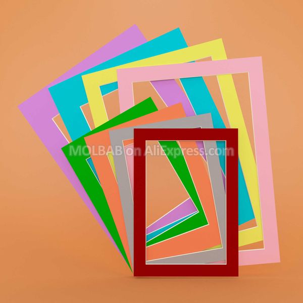 A3A4A5 Po Mats Rouge Foncé/Gris/Orange/Vert/Rose/Jaune/Bleu/Violet Supports En Carton Pour Cadre Photo Passe-Partout 12 PCS/Lot 210611