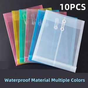 A4 10PCS Documentzak Transparant plastic bestand Dikkeld Waterdicht verticaal touw gewikkeld 240507
