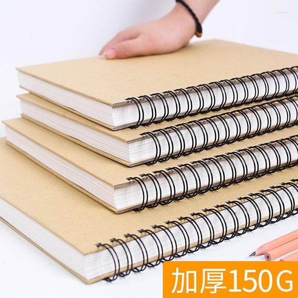A4/16K carnet de croquis cahier à spirale intérieur blanc couverture en papier Kraft fournitures scolaires crayon dessin bloc-notes bureau
