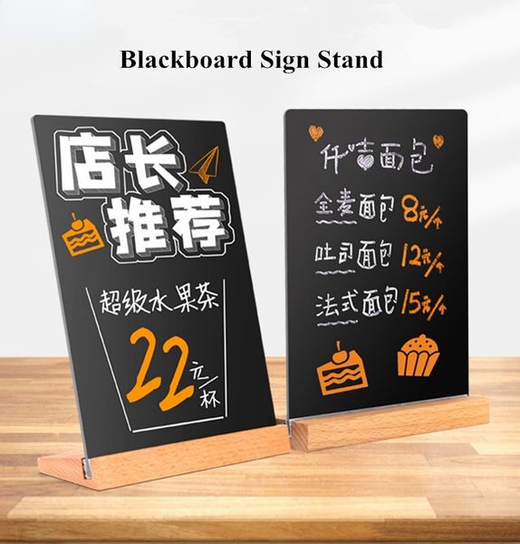 A4 210x297mm base de madeira decorativa mesa quadro-negro sinal expositor foto imagem menu pop suporte de anúncio