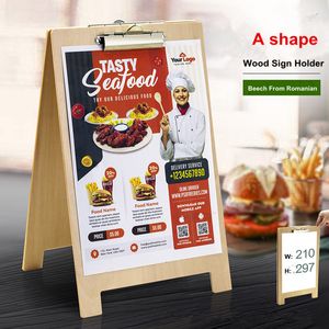 A4 A cadre presse-papiers support de formulaire de fichier panneau de Menu support de menu en bois avec Clip en métal pour afficher les promotions