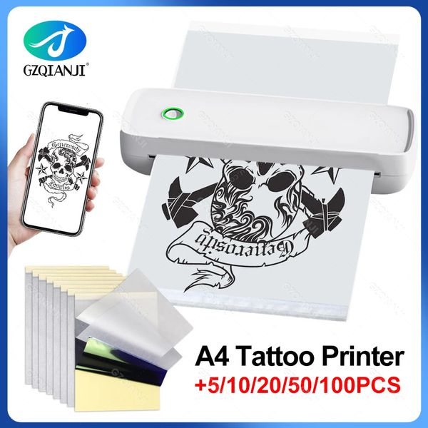 A4 Bluetooth Termal de impresora Termal Dibujo Máquinas de transferencia de plantilla Multifunción Impresión de etiqueta de impresión Tatuaje de tatuaje 2 en 1 240420