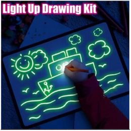 A4 Draw With Light Fun Children's Luminous Magic Graffiti Painting Writing Board Fluorescent Board Toys Kids Dropshipping
